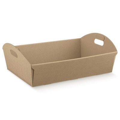 Mand karton rib kraft met greep 37,5x27x10cm