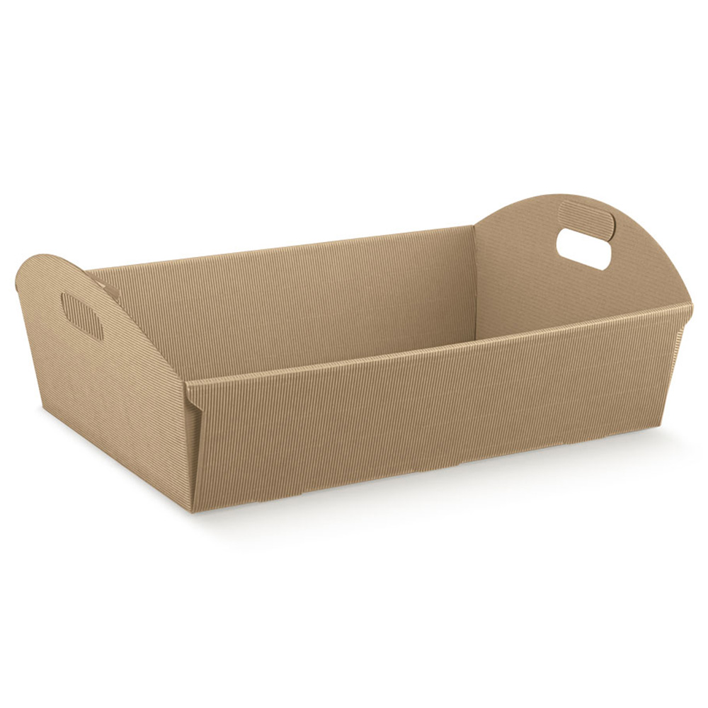 Mand karton rib kraft met greep 37,5x27x10cm