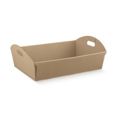 Mand karton rib kraft met greep 22x15.5x6cm