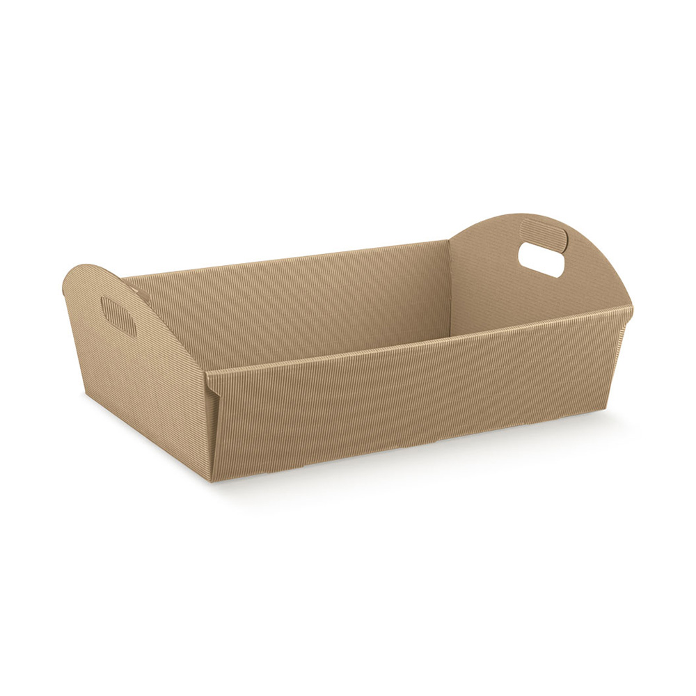 Mand karton rib kraft met greep 22x15.5x6cm
