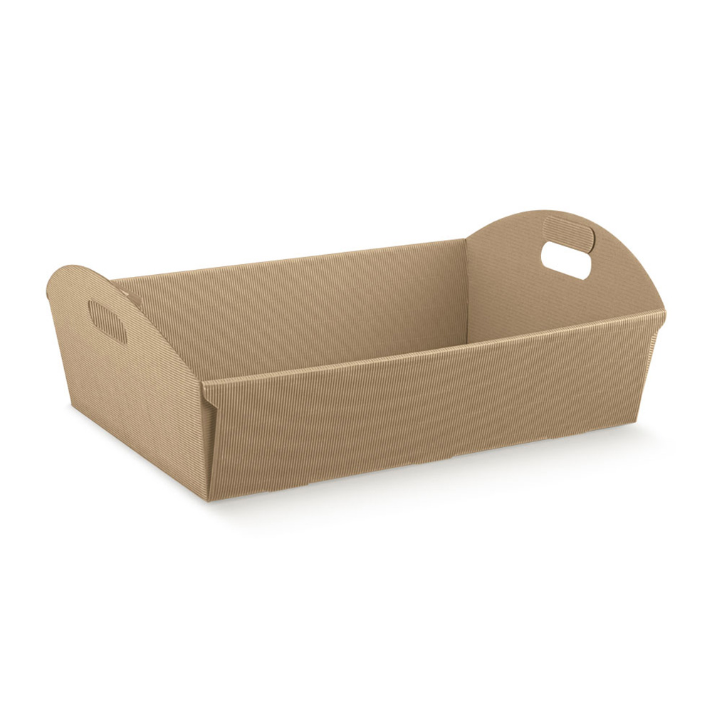 Mand karton rib kraft met greep 32x22x8.5cm