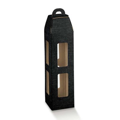 Lantaarn zwart karton 9x9x35cm.
