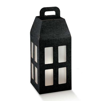 Lantaarn zwart karton 18x18x39.5cm