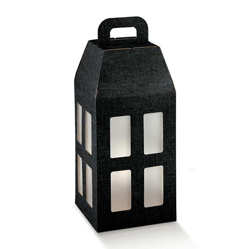 Lantaarn zwart karton 18x18x39.5cm