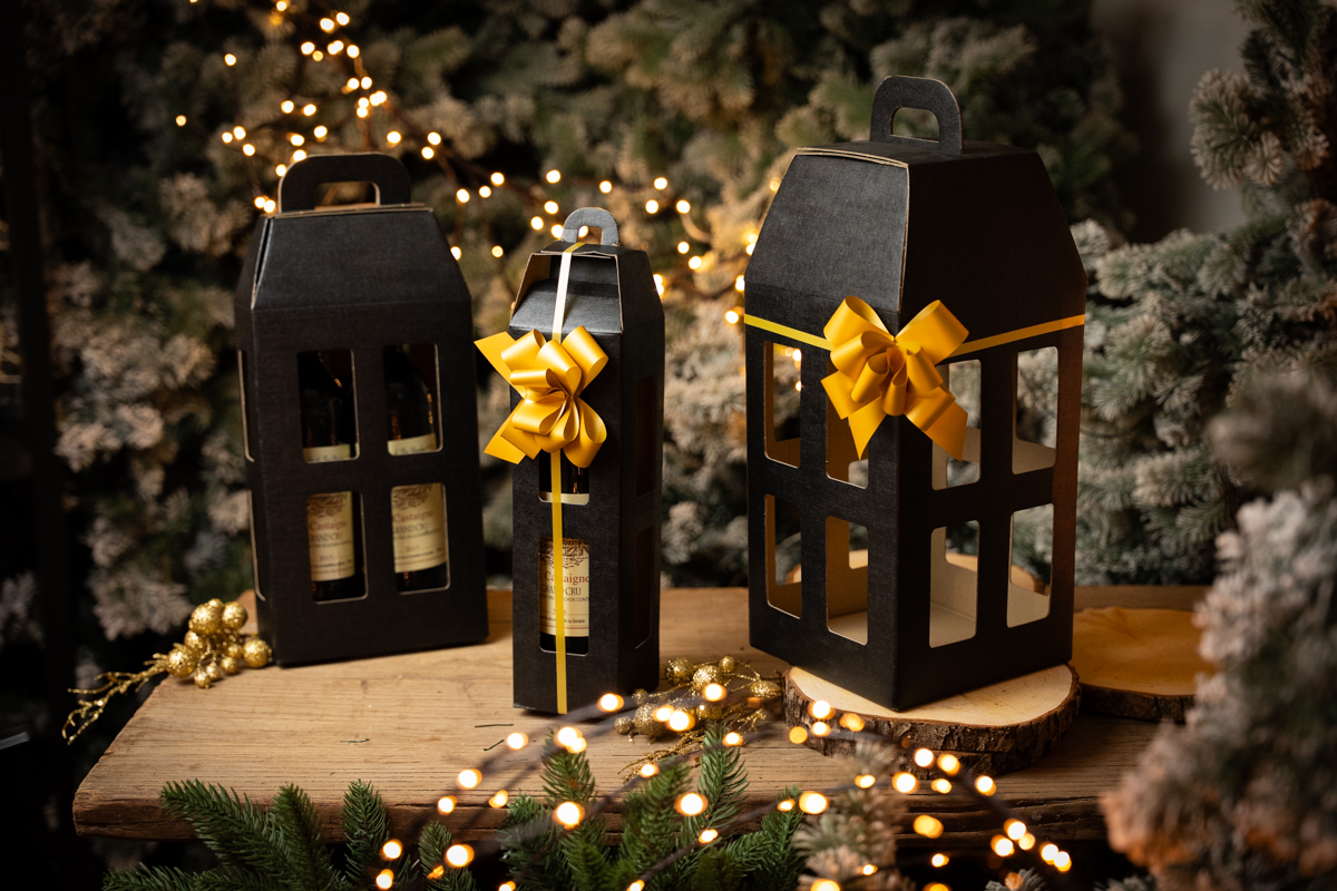 Lantaarn zwart karton 9x9x35cm. - Afbeelding 2