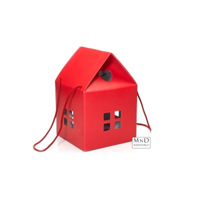 Huisje karton rood Lino Rosso 8x8x7.5cm