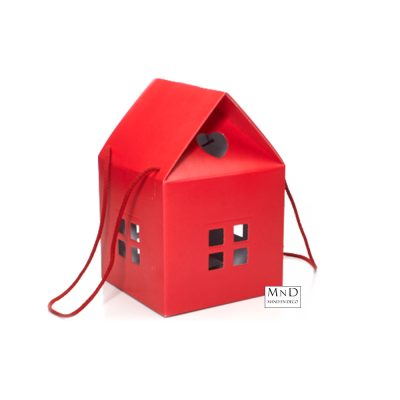 Huisje karton rood Lino Rosso 10x10x9/14.5cm