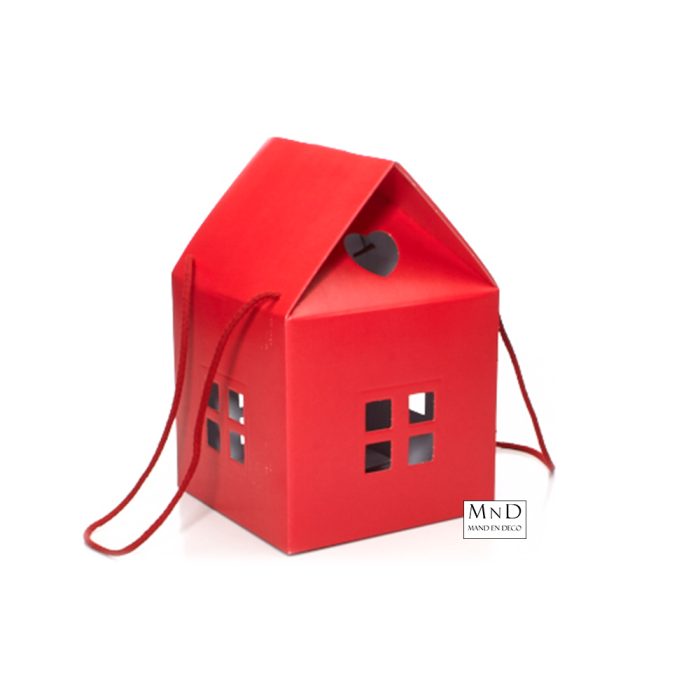 Huisje karton rood Lino Rosso 10x10x9/14.5cm