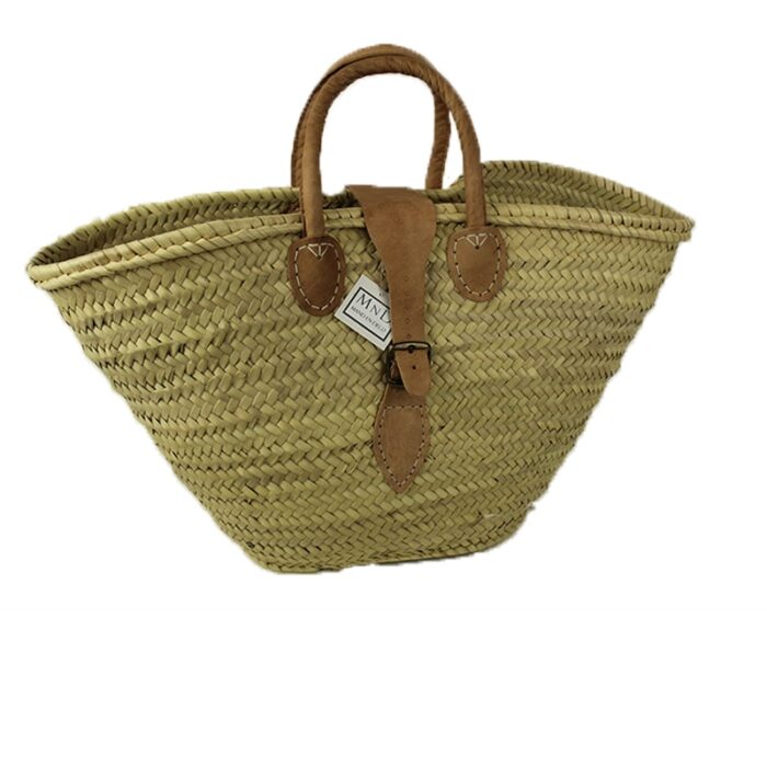 Strandtas met leren riem 54x30x34cm