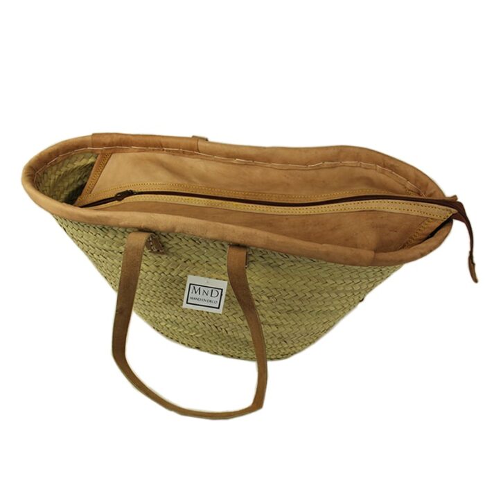 Strandtas met leren rits afdekking 54x30xH35/64cm - Afbeelding 2