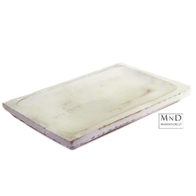 Plateau-schaal Mango wit met inkeping 38x25x3.2cm ZWARE PLANK ZEER SCHERP GEPRIJSD