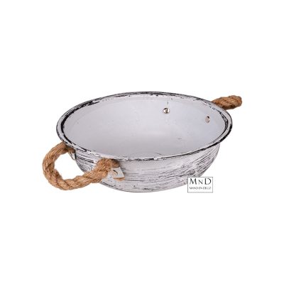 Metalen schaal Linda whitewash S 22x6.5cm
