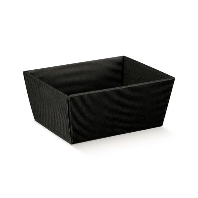 Kartonnen Vierkant Bakje Rib Zwart 17x17x8cm (ondermaat)