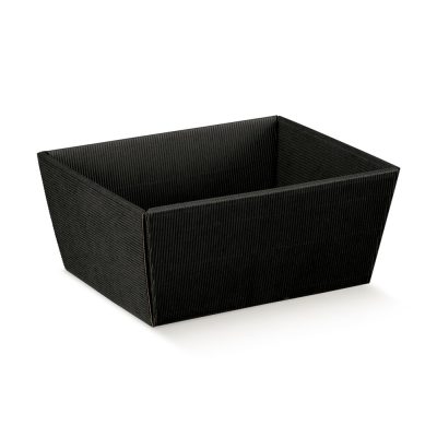 Kartonnen Vierkant Bakje Rib Zwart 21x21x9cm (ondermaat)