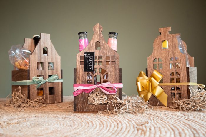 Fles Verpakking Huis Bruin ass.3 13,8x14x25cm - Afbeelding 2