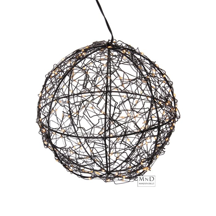 BAL MET LED ZWART METAAL 15CM