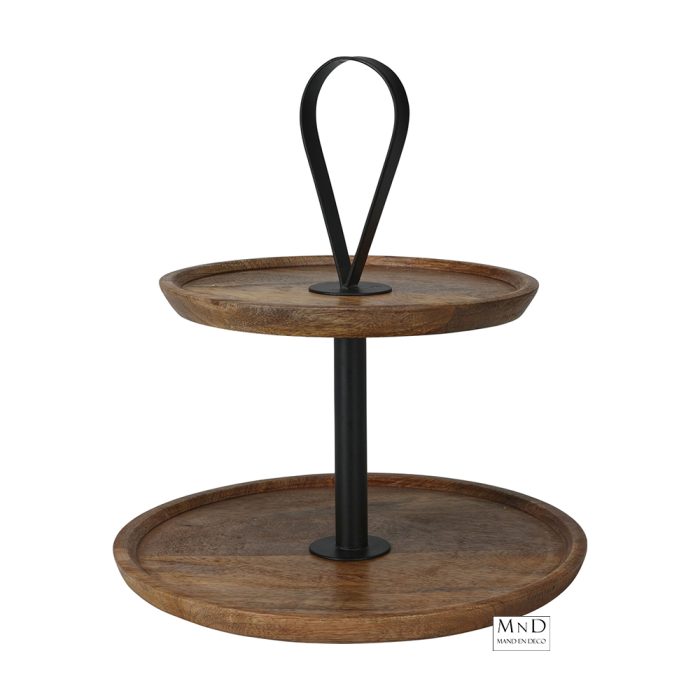 Etagere Mangohout 2laags 32CM (augustus leverbaar)