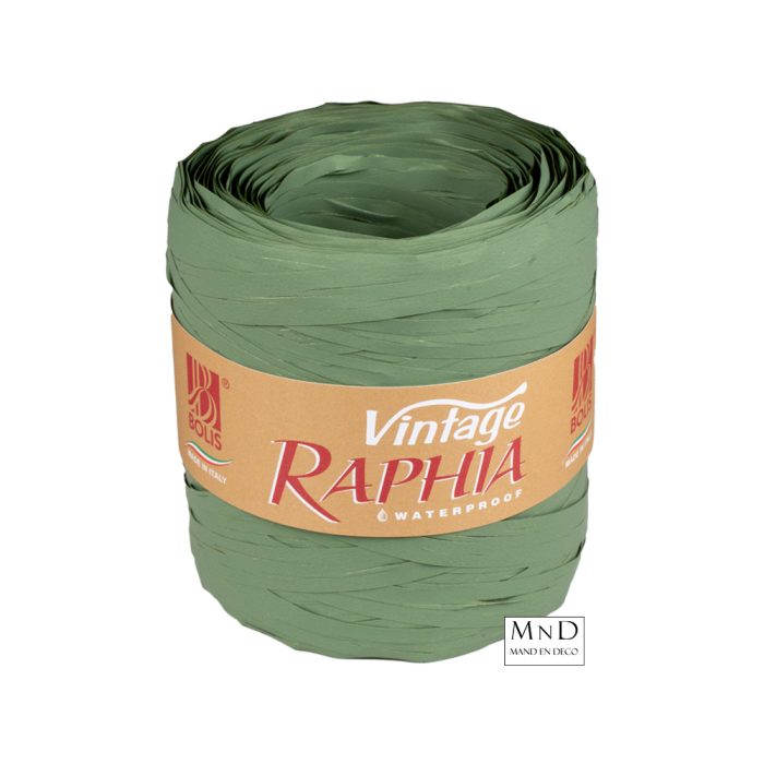 Raffia vintage lint 200m | 70 salvia groen