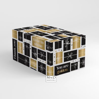 Geschenkdoos Golden Gift Zwart Wit Goud 39x29x30cm