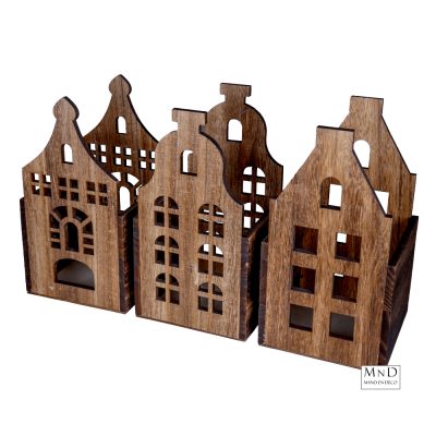Fles Verpakking Huis Bruin ass.3 13,8x14x25cm