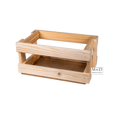 Houten kistje-kratje voor 6 flesjes 22.5x24.5x10.5cm