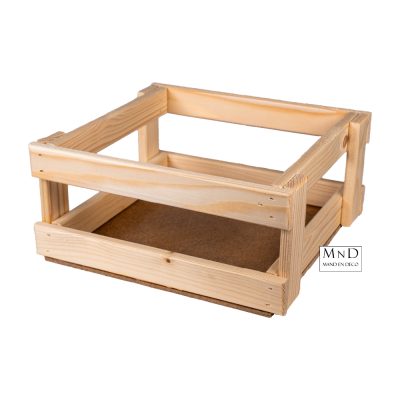 Houten kistje-kratje voor 9 flesjes 20.5x23.5x10.5cm
