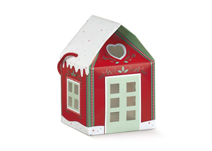 Kersthuis karton 12x12x11cm