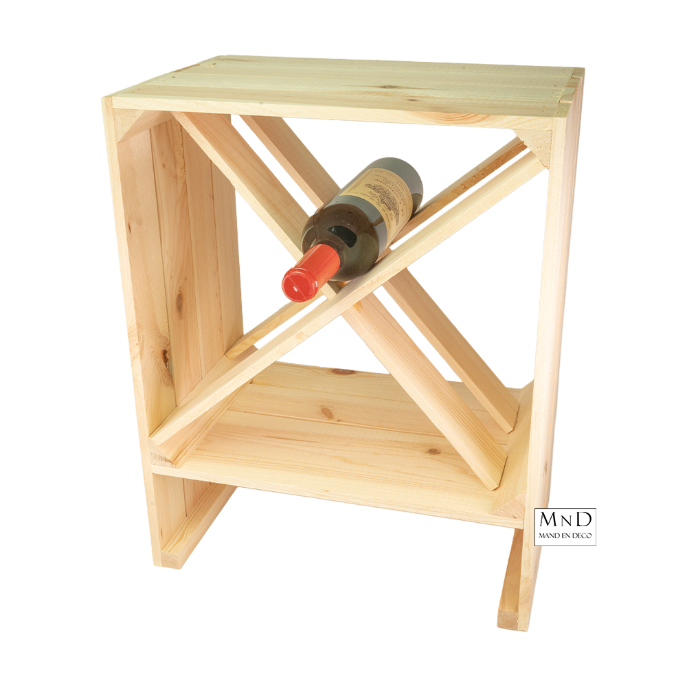 Houtenkist Naturel Wijnrek tafel model 40x27x50cm