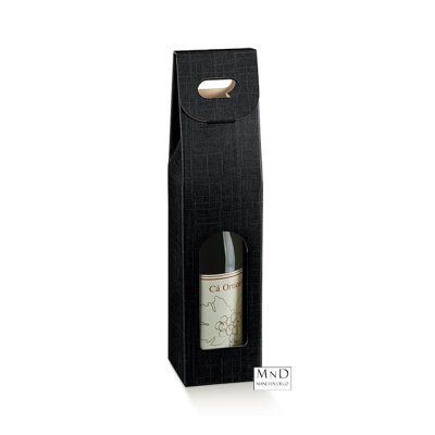 Draagdoos 1 fles zwart karton 9x9x38,5cm