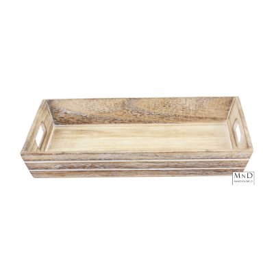 Dienblad Nathanaël hout brown whitewash 35x25x5cm