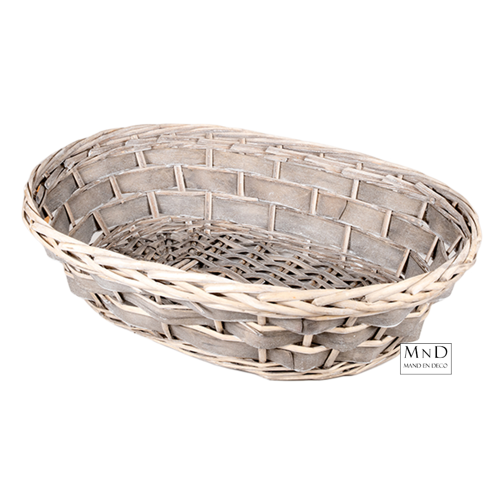 Mand Chennai L grijs ovaal 44x32x12cm