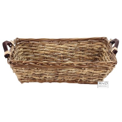 Mand David rechthoek met houten handvat 45x34x12cm