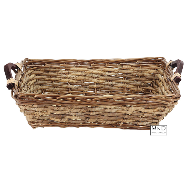 Mand David rechthoek met houten handvat 45x34x12cm