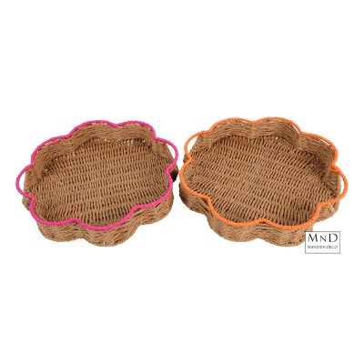 Dienblad m/handvat Jade fuchsia en oranje L ass.2 35x35xH6cm